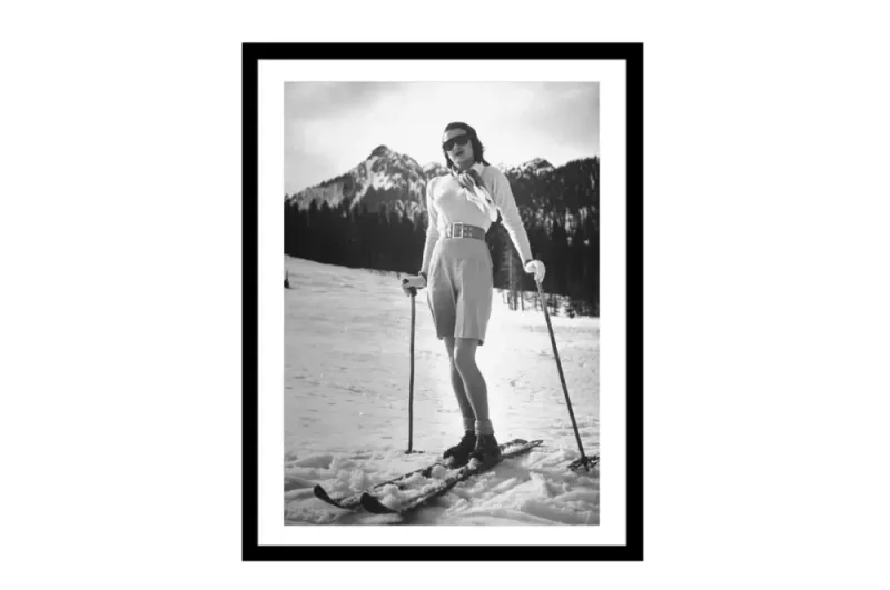 Dame på ski 70cm x 90cm